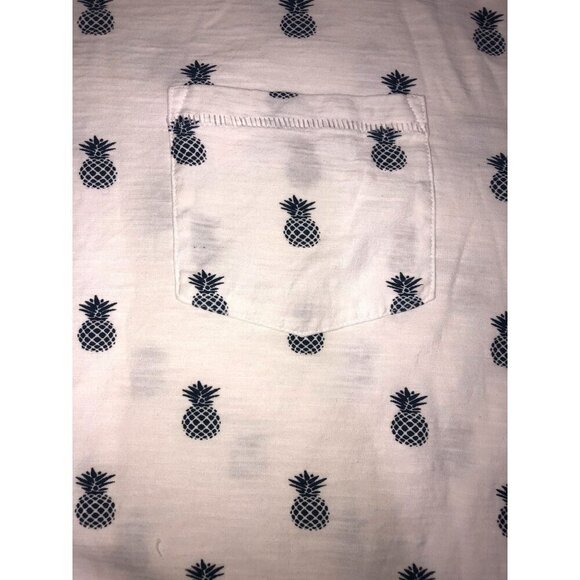 Original MBX Pineapple Print T-Shirt Mens XXL White Blue Short Sleeve Round Neck - Picture 3 of 9